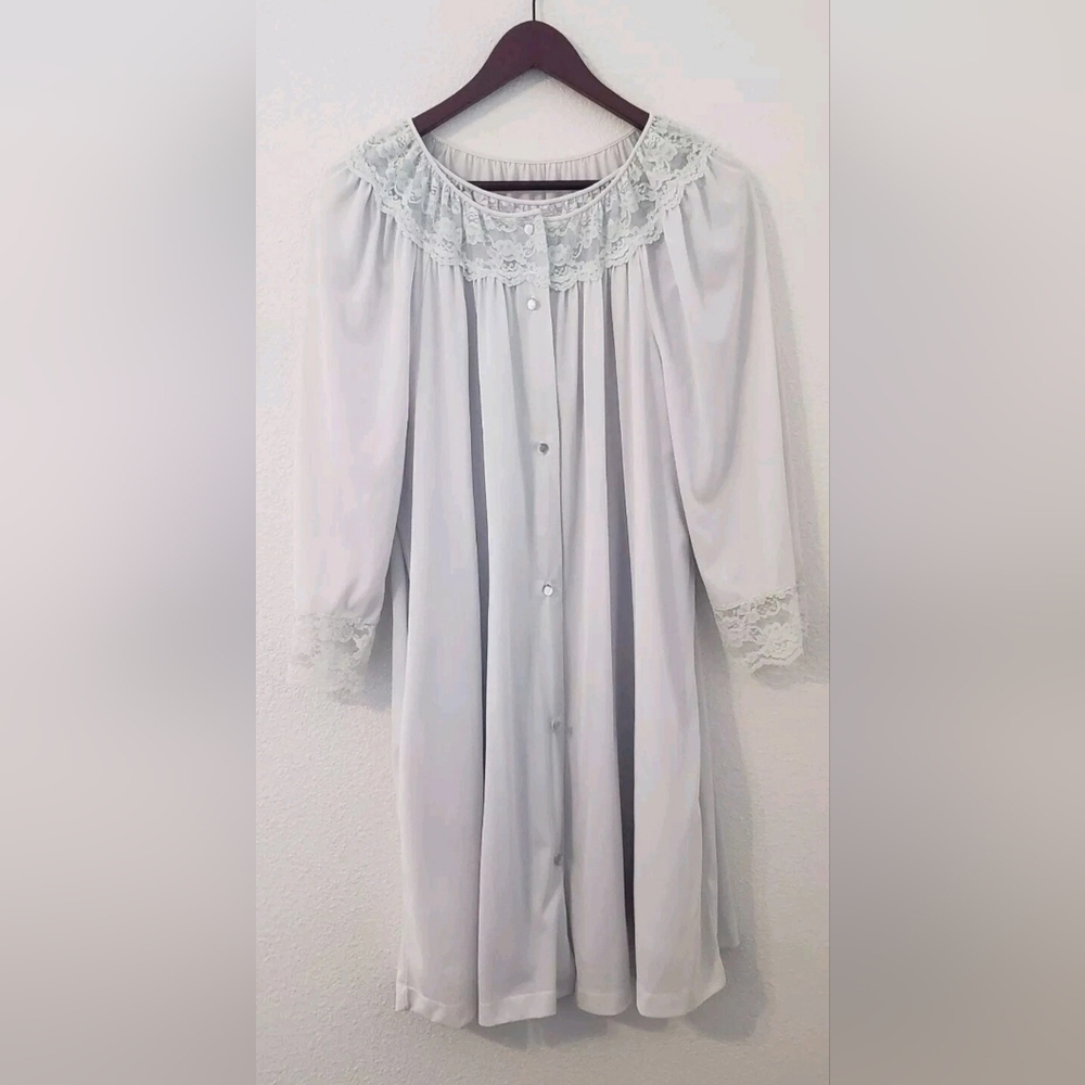 VTG Womens Sleepwear Set Sleeveless Gown & 3/4 Sleeve Robe with Pocket Set Large